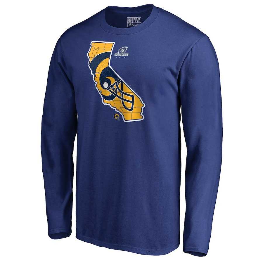 Men's Rams Blue 2018 NFL Playoffs Long Sleeve T-Shirt,We sell and wholesale Men's Rams Blue 2018 NFL Playoffs Long Sleeve T-Shirt on line form chian!